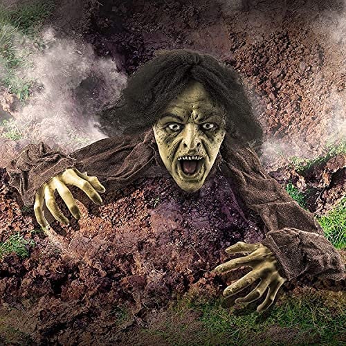 Prextex Zombie Halloween Dekoration - Aus der Erde Steigender Zombie zur Garten Dekoration für die Beste Outdoor Indoor Halloween Dekoration, Haustür Deko
