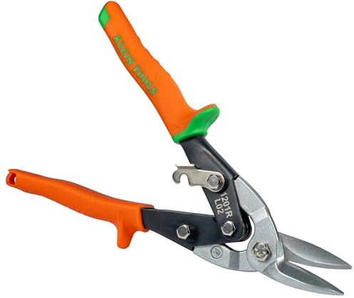 Metal Shears, Aviation Snips with Wire Cutter, Right Curvature Klein Tools 1201R