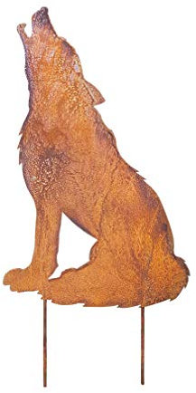 Vosteen Gartenstecker Heulender Wolf Metall Rost Gartendeko Edelrost