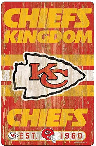 WinCraft Wood Sign Kansas City Chiefs Schild 11x17 Holz Spruch, Teamfarbe, Einheitsgröße