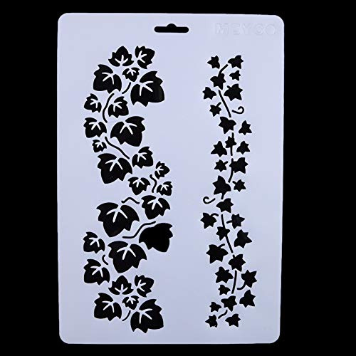 Set of Leaves Ivy Border Size A4 Mylar Reusable Stencil Shabby Chic Decor / Deco20 (A4 31.5 x 22 cm / 12.4 x 8.66 in)