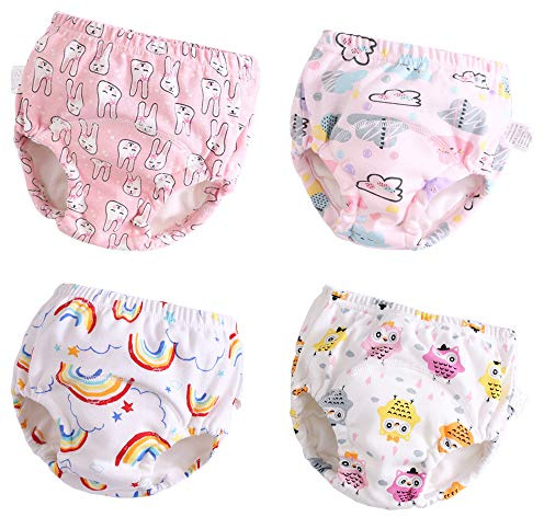 U0U Toddler Potty Training Pants 4 Pack,Cotton Training Underwear Size 2T,3T,4T,Waterproof Underwear for Kids Pink 3T