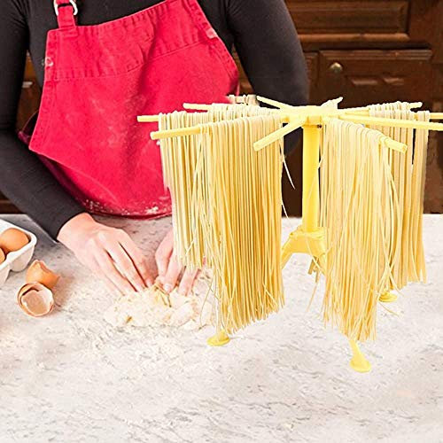 Wifehelper Kitchen Pasta Drying Rack Folding, Noodle Spaghetti Pasta Drying Rack Stand Dryer Foldable Kitchen Tool, Drying Rack Noodle Stand, Tall Spaghetti Noodle Dryer Stand (Yellow)