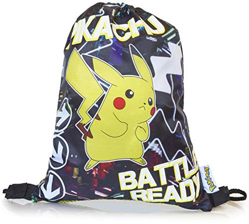 Pokémon Leuchtet im Dunkeln Rucksack, Sporttasche | Großer Rucksack mit Pikachu | Pokemon Kordelzugbeutel, Turnhalle, Schwimmschultasche für Kinder mit fluoreszierendem Text (Kordelzug)