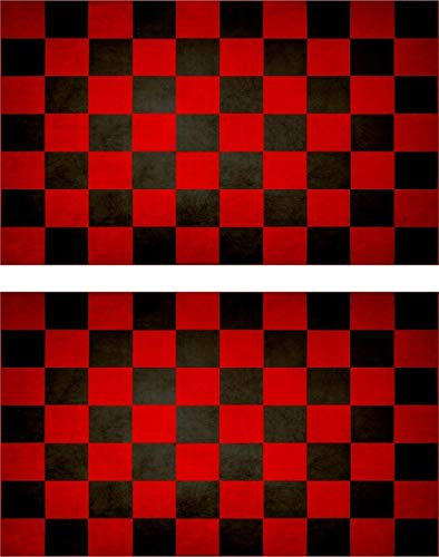 Akachafactory 2X Autocollant Sticker Drapeau Vintage Vieilli Damier Checkered Rouge