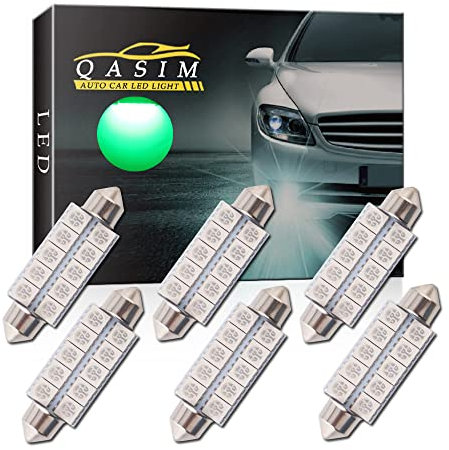 Qasim 6 pièces vert Super lumineux 44mm 1.73 pouces 5050 10-SMD ampoule LED carte intérieure dôme lumières 578211-2 212-2 579214-2 569 DC 12V