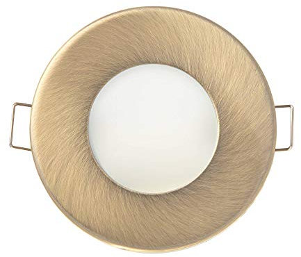 6x LED Einbaustrahler Set Bad Gold/Messing 7W warmweiß super flach rund 230V - IP44 für Badezimmer Außen Feuchtraum - 55mm Bohrloch GU10 Strahler Spot