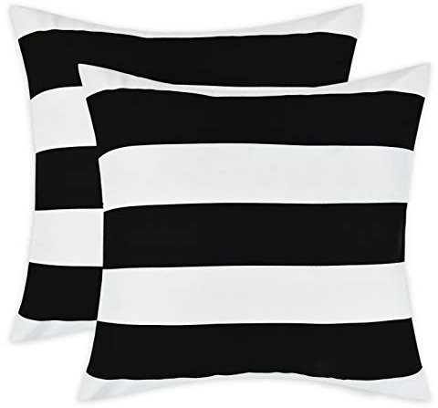 Alishomtll 2er Set Streifen Kissenbezug 50x50 cm Kissenhülle Weiche Dekorative Kissenbezüge Set Couchkissen Bezug mit Reißverschluss für Sofa Schlafzimmer, Schwarz Weiß