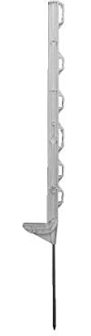 horizont Weidezaunpfähle Kunststoff weiß, Kunststoffpfähle 5 Stück Höhe 78 cm, mit 6 Ösen für Bänder, Seile, Litzen, mit Einzeltritt, Weidezaunpfahl Kunststoffpfahl Weidezaun Aufstellpfahl