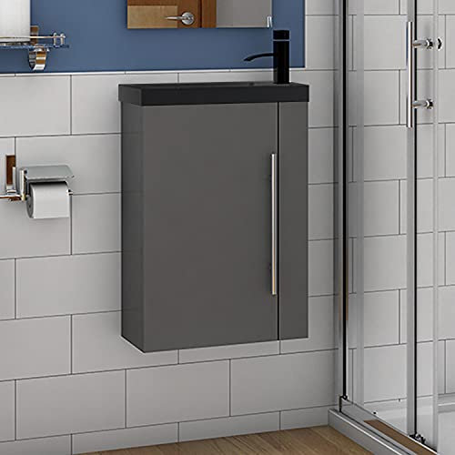 Badmöbel Set 45 cm Waschbecken mit Unterschrank Waschtisch Gäste WC kleinmöbel Anthrazit