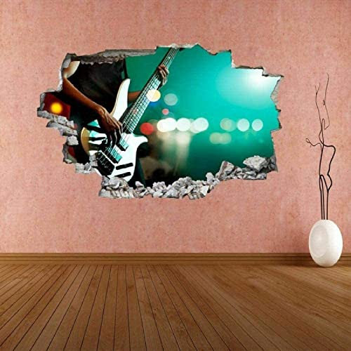 3D Wandtattoo -- E-Gitarre Gitarrist Rockmusikinstrument -- Wandbild Wandsticker selbstklebend Wandmotiv Wohnzimmer Wand Aufkleber 80X125cm