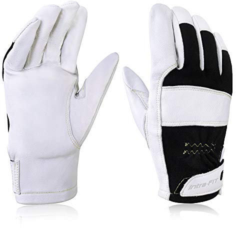 Intra-FIT Ziegenleder Arbeitshandschuh mit Kevlar-Nähten,Nomex-Rücken Rosenhandschuhe für Gartenarbeiten