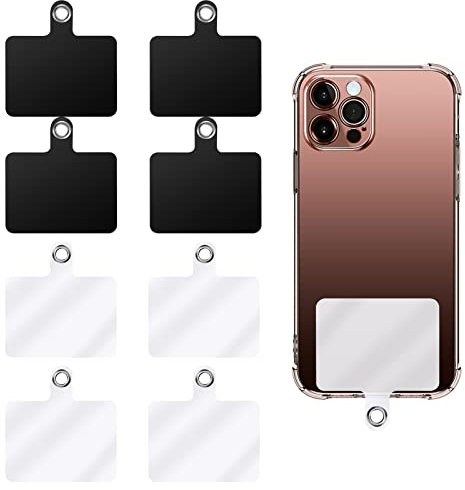 cobee Lot de 8 pièces de rechange pour cordon de téléphone portable avec anneau en métal, cordon universel pour téléphone portable, compatible avec la plupart des smartphones (4 noirs + 4 blancs)