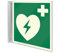 Betriebsausstattung24 Defibrillator Fahnenschild - Aluverbundplatte, langnachleuchtend - 20,0 x 21,50 cm - Zur Wandbefestigung