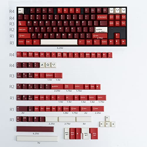 mintcaps Jamon Keycaps Set 173 Keys Cherry Profile Doubleshot Custom Keyboard Red Keycaps ISO ANSI for Cherry MX 60% 65% 70% 75% 95% Mechanical Keyboards