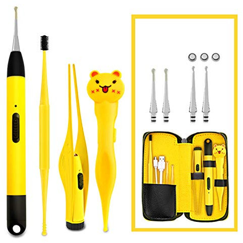 LAURAG Ear Cleaner Earwax Removal Earpicks Ear Wax Removal Tools with LED Light Flashlight Earpick Ear Spoon Tweezers Ear Cleaner for Ear Care Ear Cleaning Tool with Case