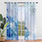 Hiseng Schiebegardinen Voile Vorhang Gardinen 2er Set, Rose Blume Druck Sheer Schiebevorhänge Lichtdurchlässig Flächenvorhänge für Wohnzimmer Schlafzimmer Fensterschal (107x213cm,Blaue Perle)