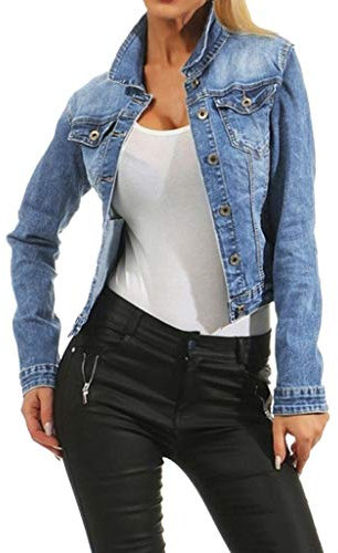 TDEOK Veste en jean courte cintrée pour femme Veste d'été courte légère grande taille Veste de mi-saison élégante pour femme Veste courte en jean Coupe ajustée, bleu clair, XXXL