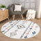 TT Home Wohnzimmer Teppich Esszimmer Rund Kurzflor Skandi Motiv Rautenmuster Boho Style, Farbe:Blau Gelb Creme, Größe:200 cm Rund