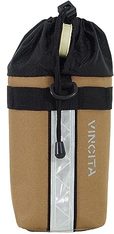 Vincita Voyage Stem Bag Bicycle Water Bottle Holder Insulated Stem Bag Handlebar Attachment Drink Holder Food Snack Storage for Folding Bikes (Brown, Small)