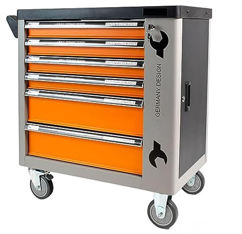 Carrello Porta Attrezzi Carrello portautensili da Officina Garage Completo di 428 utensili con ruote e struttura rinforzata 6 cassetti con organizer per individuare gli attrezzi velocemente