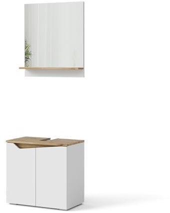 Vicco Badmöbel-Set Marelle, Badezimmerschrank-Set, Weiß/Artisan-Eiche, 2 Teile