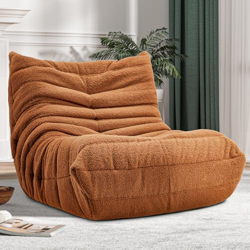 Cansunna Sitzsack-Stuhl, großes Sofa, Sitzsack für Erwachsene, Kaminstuhl, Liege mit Memory-Schaum gefüllt für Zuhause, Wohnung oder Spielort (brauner Teddy)