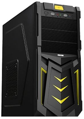 Exeom® Boîtier ATX Ordinateur PC Gaming de Bureau Jaune USB Avant S/Source-Dimessions 41 x 37 x 22,50 cm