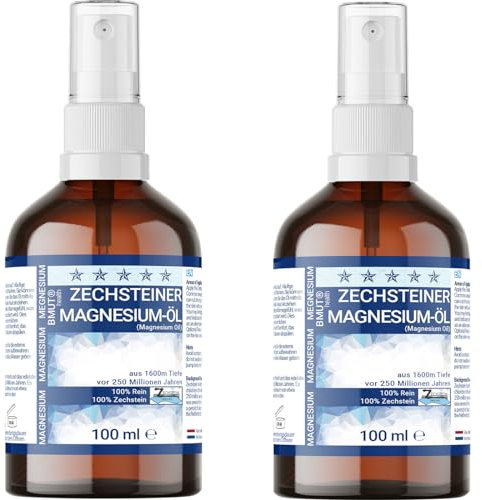2x 100ml Magnesiumöl Sprühflasche – Spray – Höchste Qualität (31%) | 100% Zechstein | Haut Massage Sport & Muskel | Entspannung