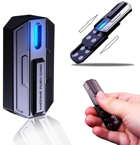 PKKP Fidget Slider, 3-Lagiges Magnetischer Schieberegler, Push Card Sensorspielzeug, EDC Metal Fidget Toys Erwachsene, ADHS Autismus Angst Stressabbau, Freund und Vater Büro Spielzeug (Blaues Licht)