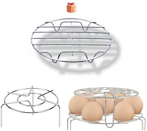 OURJIA Konrisa Stainless Steel Steam Rack for Instant Pot Cooking Trivet Rack Holder Egg Steamer Basket Trivet Food Stand Air Fryer Rack for Pressure Cooker, Set of 3 (3)