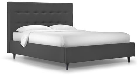 Mondo Viro Bett mit Stauraum New York, modern, aus glattem Samt (Dunkelgrau, Doppelbett – 180 x 200 cm)