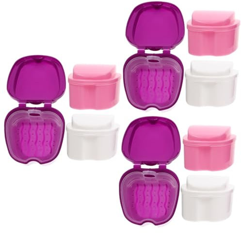 minkissy 9 Stk Prothesenbox Prothesenbehälter direkt lächeln Falsche Zähne Prothesenpflegehalter Behälter für Zahnprothesen Zahnersatz Kunststoff-Box Chemikalien fester Kasten reisen pp