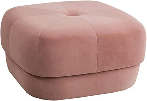 Weich getufteter Hocker, fein gepolsterter Fußhocker, Kleiner Pouf, Schuhbank aus massivem Holz, Schminkhocker für Schlafzimmer, Wohnzimmer, Büro, grün, L (Beige).