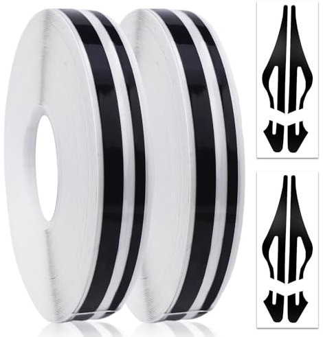 QGGTQG Zierstreifen Auto 2 in 1 (5mm & 2mm) 2 Rollen Premium Zierstreifen Motorrad 10 m Auto Aufkleber Dekostreifen Klebestreifen Seitenstreifen für DIY Auto, Motorrad, Boot (Schwarz)