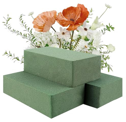 Gjinxi 3 Blocchi di Schiuma Floreale Secchi per Composizioni Floreali In Schiuma Verde per Fiori Freschi E Artificiali Decorazione per Piante per Casa Ufficio E Giardino(14 × 8 × 4.5 cm)
