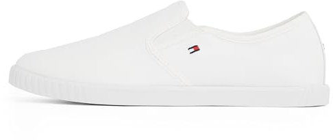 Tommy Hilfiger Sneaker Tipo mocasín Mujer Canvas Slip-On sin Cordones, Blanco (White), 38