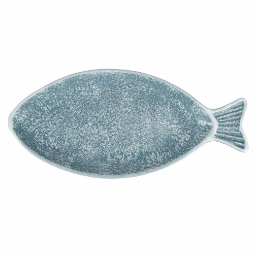 Villa d'Este Home Tivoli Piatto ovale da portata in ceramica 31x12,5 cm, stile coastal, turchese, Paros