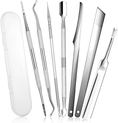 7 Pack Ingrown Toenail Removal Kit, Stainless Steel Ingrown Toenail Treatment Tool, Professional Ingrown Toenail File and Ingrown Toenail Lifters, Nail Pedicure Tool Kit Under Nail Cleaner Tools