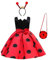Lito Angels Marienkäfer Ladybug Kleid Kostüm Verkleidung mit Haarreif und Tasche Kinder Mädchen Größe 6-7 Jahre 122