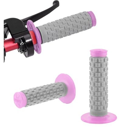 Bittwee 2 impugnature per moto, 22 mm e 24 mm, in gomma, per moto da corsa, antiscivolo, universali, per motocross, scooter, dirt bike (rosa)