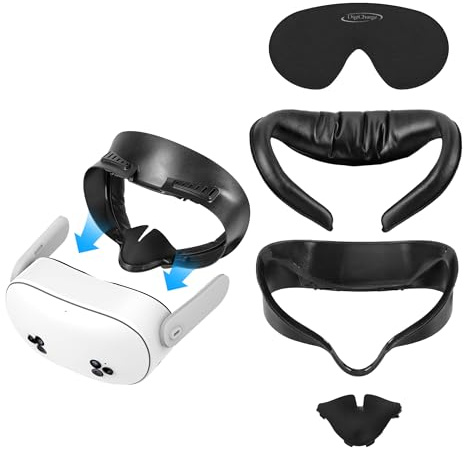 Digicharge Face Cover Facial Interface Mask for Meta Quest 3S, Lens Cover Protector included, Upgrade Replacement Oculus 3S Breathable Pad VR PU Leather Comfortable Foam - Enhanced Fitting and Comfort