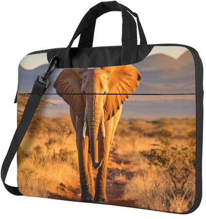 Elephant Ultradünne Laptoptasche, Laptophülle, wasserabweisend, Laptop-Tragetasche, kompatibel, Schwarz, 15.6 inch