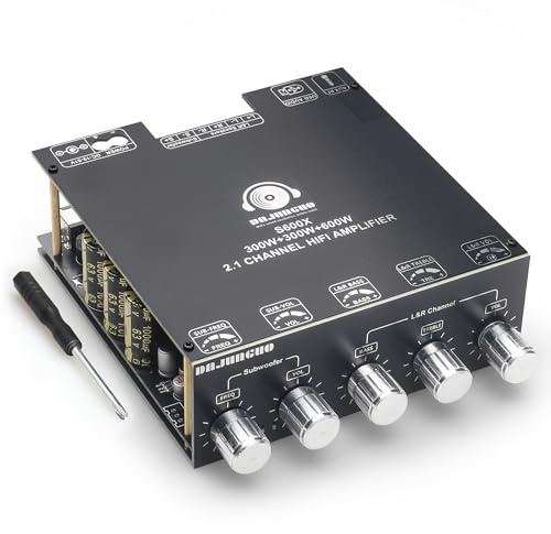 DAJUNGUO S600X 2.1 Channel Amplifier Board 300W+300W+600W Output Power, TPA3255 Chip, Bluetooth 5.2, Black