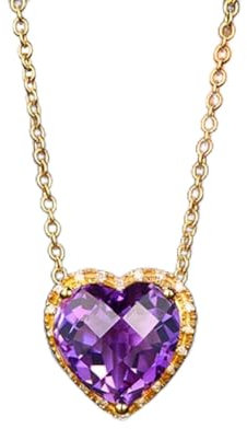 Tolldek Gold 750 Halskette, Herz Anhänger mit Amethyst 3ct Herzschliff, Kette Damen mit Anhänger mit Diamant 18K Gold Kette Damen Hochzeit Echtgold Schmuck, 50CM