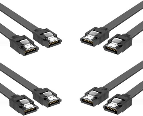 Daniko 4 cables SATA negros 50 cm SATA III 3 6 Gbps 0,5 m SSD HDD