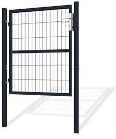 Casanoov Portillon de Jardin Grillagé RAZO 1x1,2 m Gris Anthracite – Portillon Jardin avec Poteaux Inclus – Acier Galvanisé – Résistant Intempéries et Corrosion – Kit Complet Montage Facile 87x120 cm