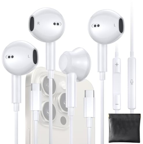 iPhone Kopfhörer mit Kabel USB C, [MFi-Zertifiziert] Kabelkopfhörer Type C mit Mikrofon und Lautstärkeregler, HiFi Stereo In-Ear Kopfhörer für iPhone 17 Air/16e/15 Pro Max/iPad Pro/Samsung S25 Ultra