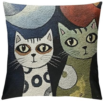 Picasso-Katze 2Er Set Werfen Sie Kissenbezüge Dauerhaft Kissen-Bezug Süße Kissenhülle Für Outdoor Balkon Wohnzimmer 45X45Cm
