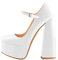 blingqueen Scarpe da donna con tacco alto Mary Jane con tacco a blocco, laccate, bianco, 39 EU